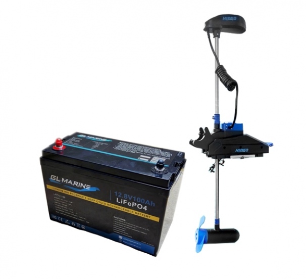 Набор электромотор c GPS Hidea OMS150S + аккумулятор LFP12-100 (с bluetooth) 12В, 100Ач
