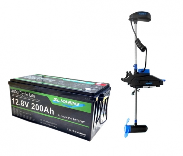 Набор электромотор c GPS Hidea OMS150S + аккумулятор LFP12-200 (с bluetooth) 12В, 200Ач